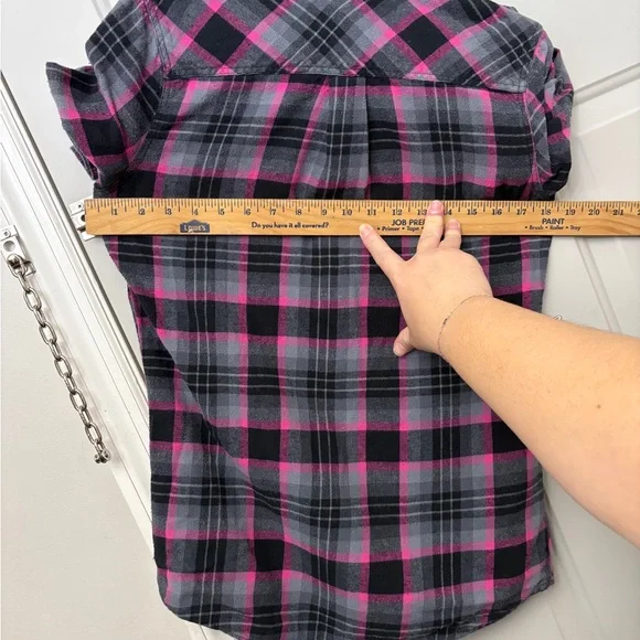 Vintage Nollie Pink and Gray Plaid Button Down Shirt - Picture 7 of 7